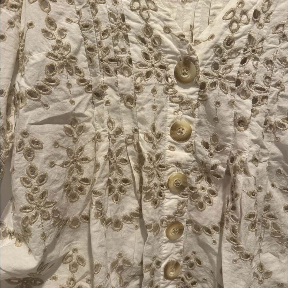 Feather & Bone Anthropologie Eyelet Floral Top